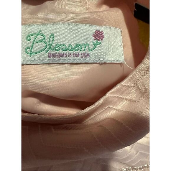 Blossom USA Baby Girls Light Pink Dress with Rhinestones and Waist Tie Size 24 M - Picture 4 of 9
